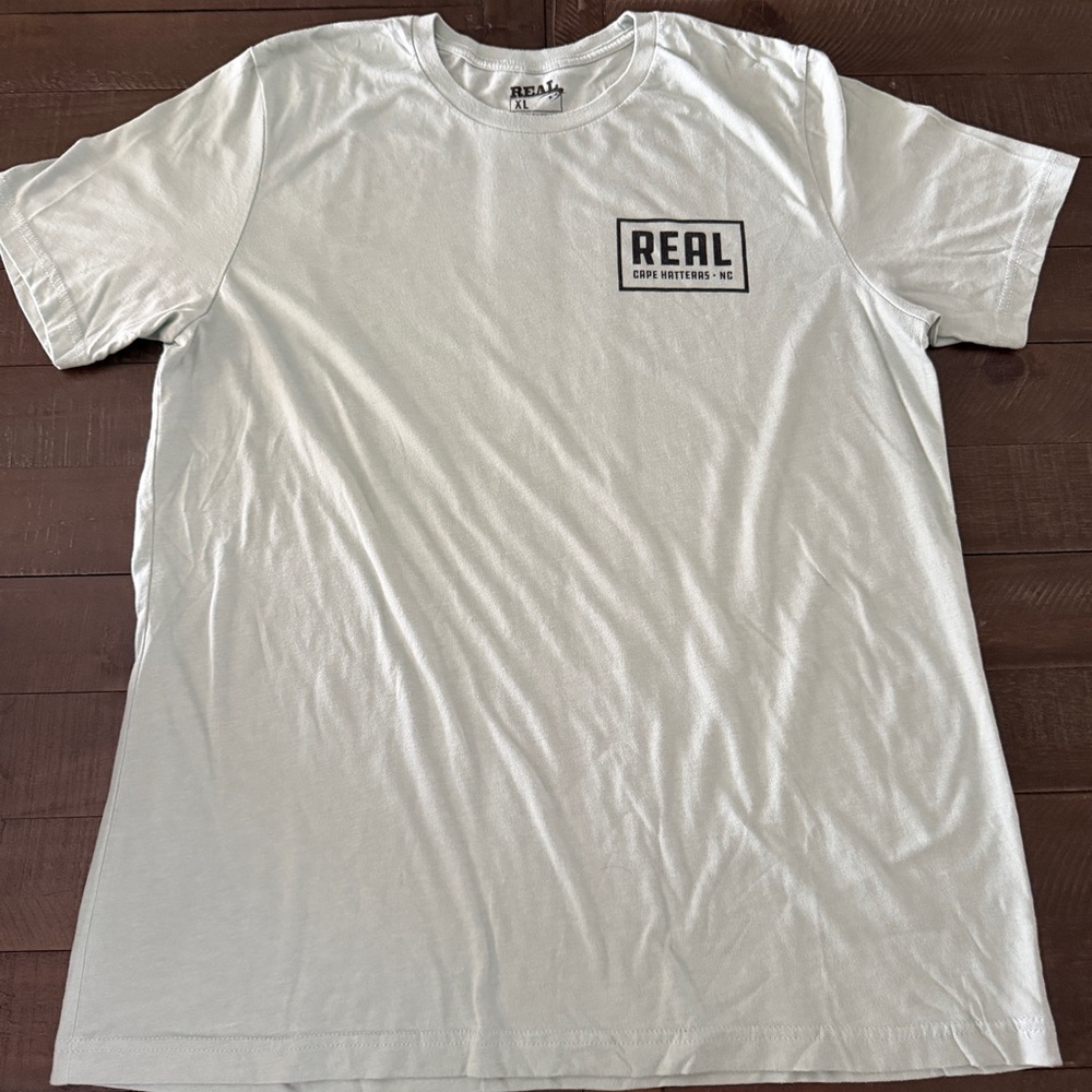 Men's Light Green REAL Surf Shop Crew Neck T-Shirt - Cape Hatteras